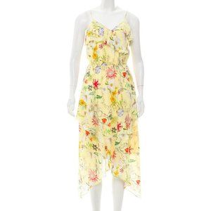 Parker silk floral midi ruffle dress XS